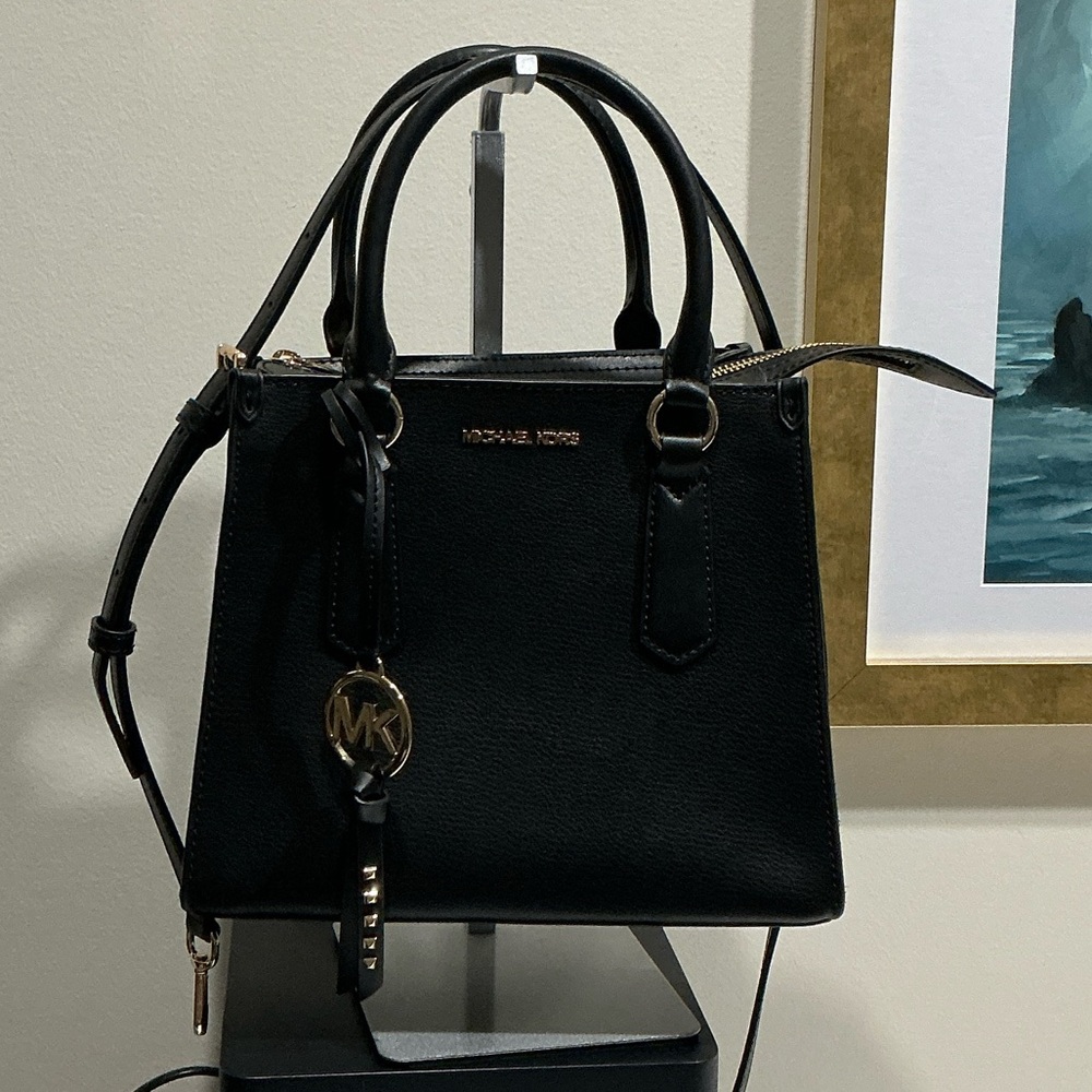 Michael Kors Black Satchel with Gold Accents
